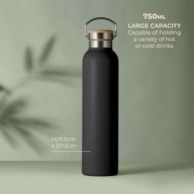 Hydration Bottle with Eco Friendly Bamboo Lid 750ml - Onyx